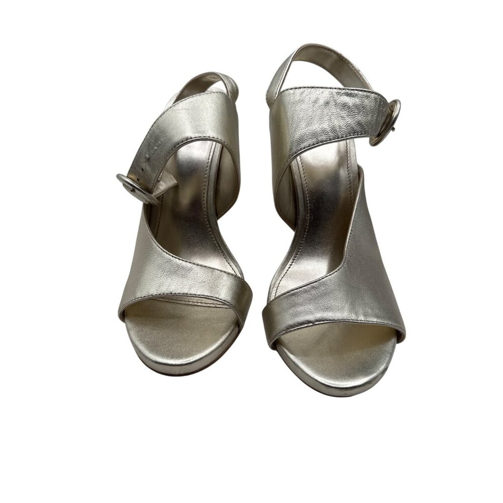 Guess Size  7.5 Gold Stylist Metallic Open-Toe Stiletto Heels Adjustable Straps